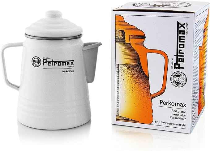 Petromax Tea and Coffee Percolator, Use Indoor/Outdoors for Home Kitchen or Campfire, Enameled Steel Coffee and Tea Pot Brews to Your Taste, 5-6 Cup Capacity