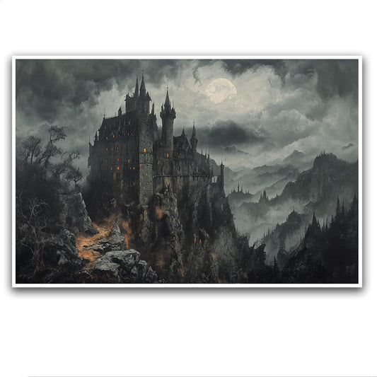 JFHCQJPK Vintage Castle Poster Dark Academy Victorian Gothic Castle Wall Art Poster Moody Mystical Art Print Suitable for Home Living Room Bedroom12x16in Frameless