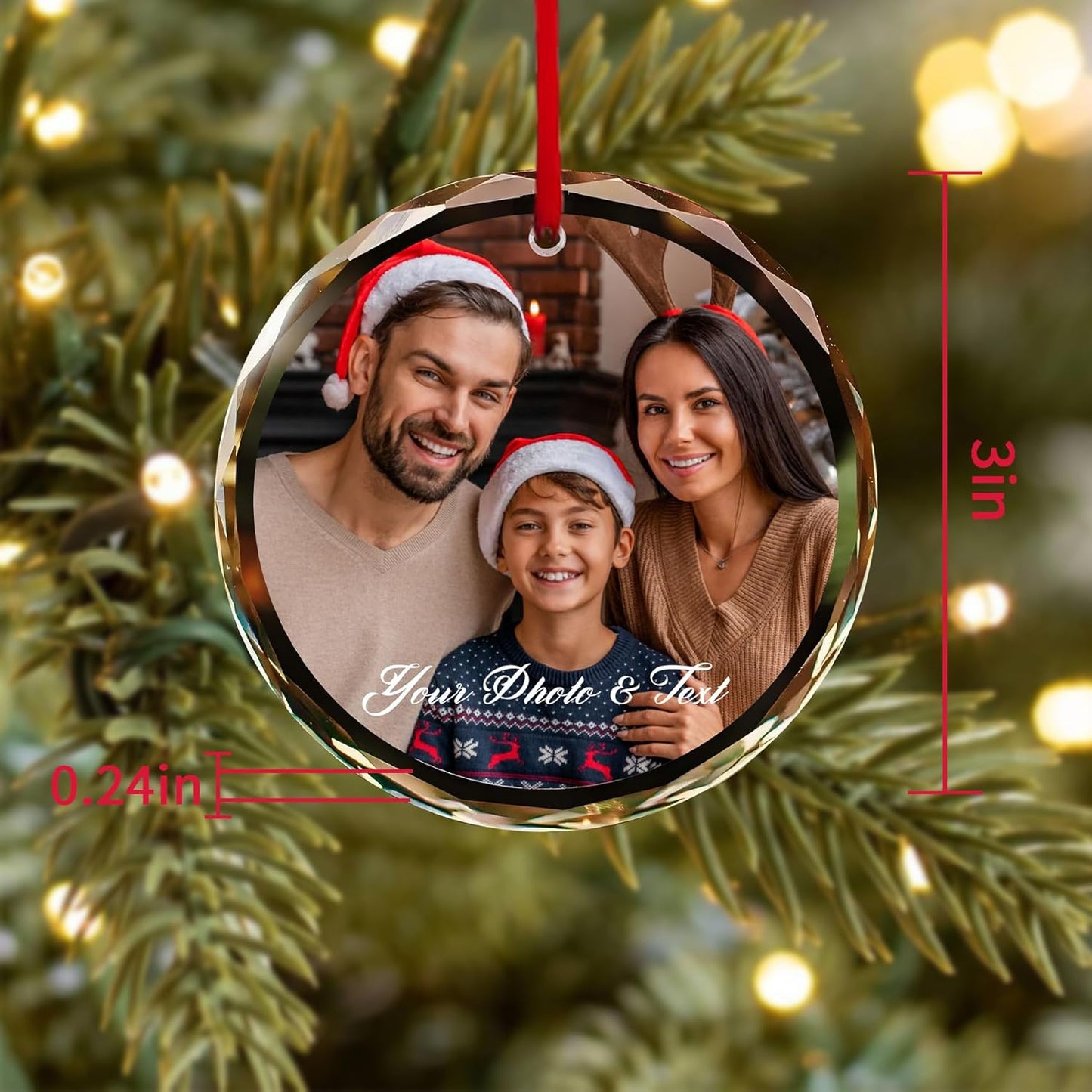 Personalized Christmas Ornaments,Custom Christmas Ornament,Custom Photo Text Glass Christmas Ornament,2025,Customized Christmas Ornaments,Gifts for Family Kids Couple Friends