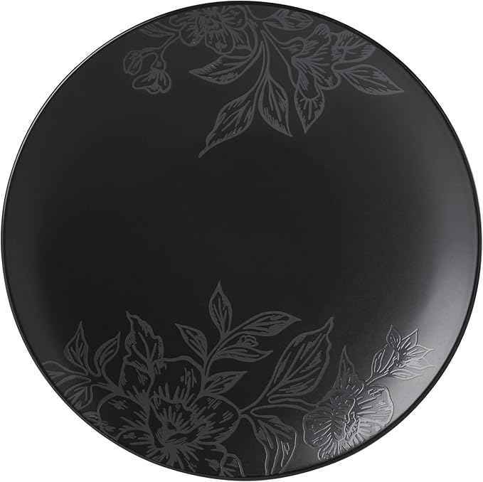Oneida 897391 Roseto 12-Piece Dinnerware Set, Charcoal