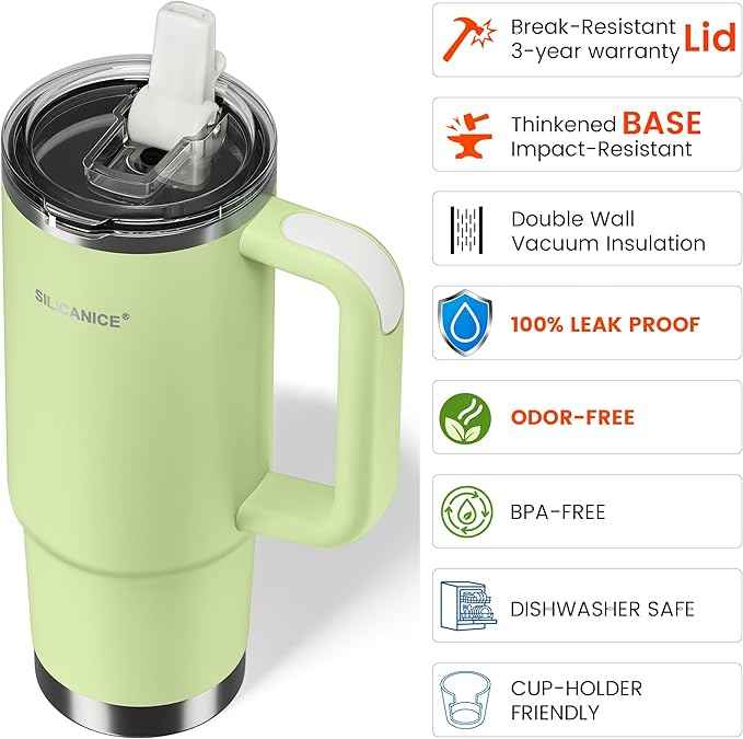 For Travel & Gym – Never Drink from a Moldy Lid Again: 30oz Hygienic Tumbler, 100% Leakproof Lid & Removable Foldable Spout. Reinforced Base, Fits Cup Holders- Key Lime