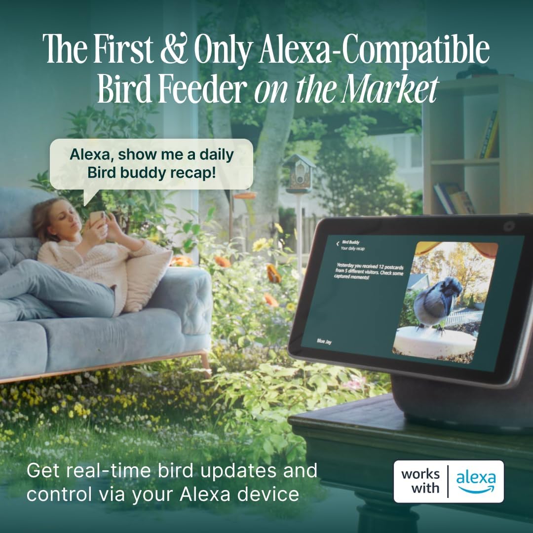 Birdbuddy PRO Smart Bird Feeder with Camera - AI Bird Species Identification, 5MP Photos, 2K HD Video Live Stream Camera, Slow-Motion Video, 2.6in Focus - Blue