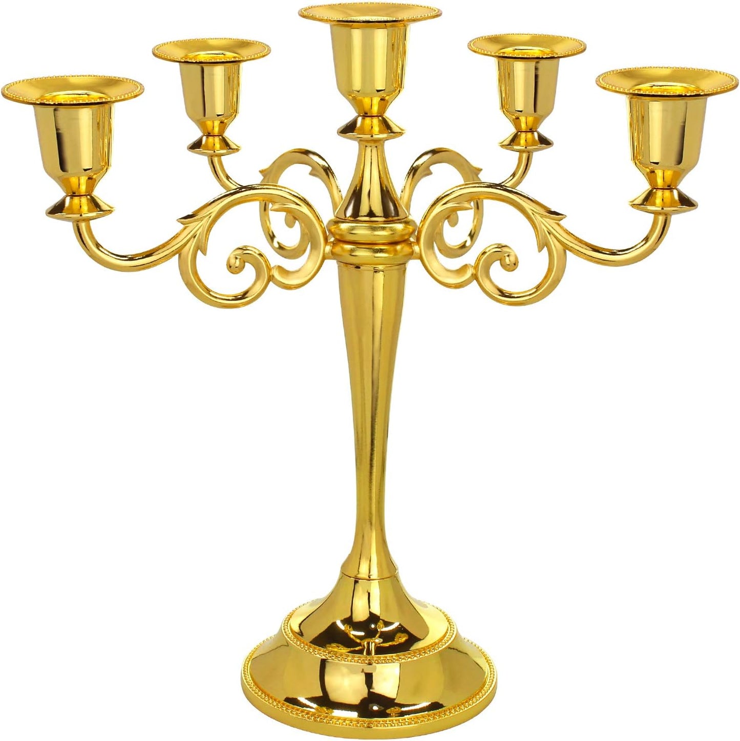 Metal Candelabra 5-Candle 10.1 Inch Tall Candle Holder Stick for Home Wedding Event and Party Festival,Gold