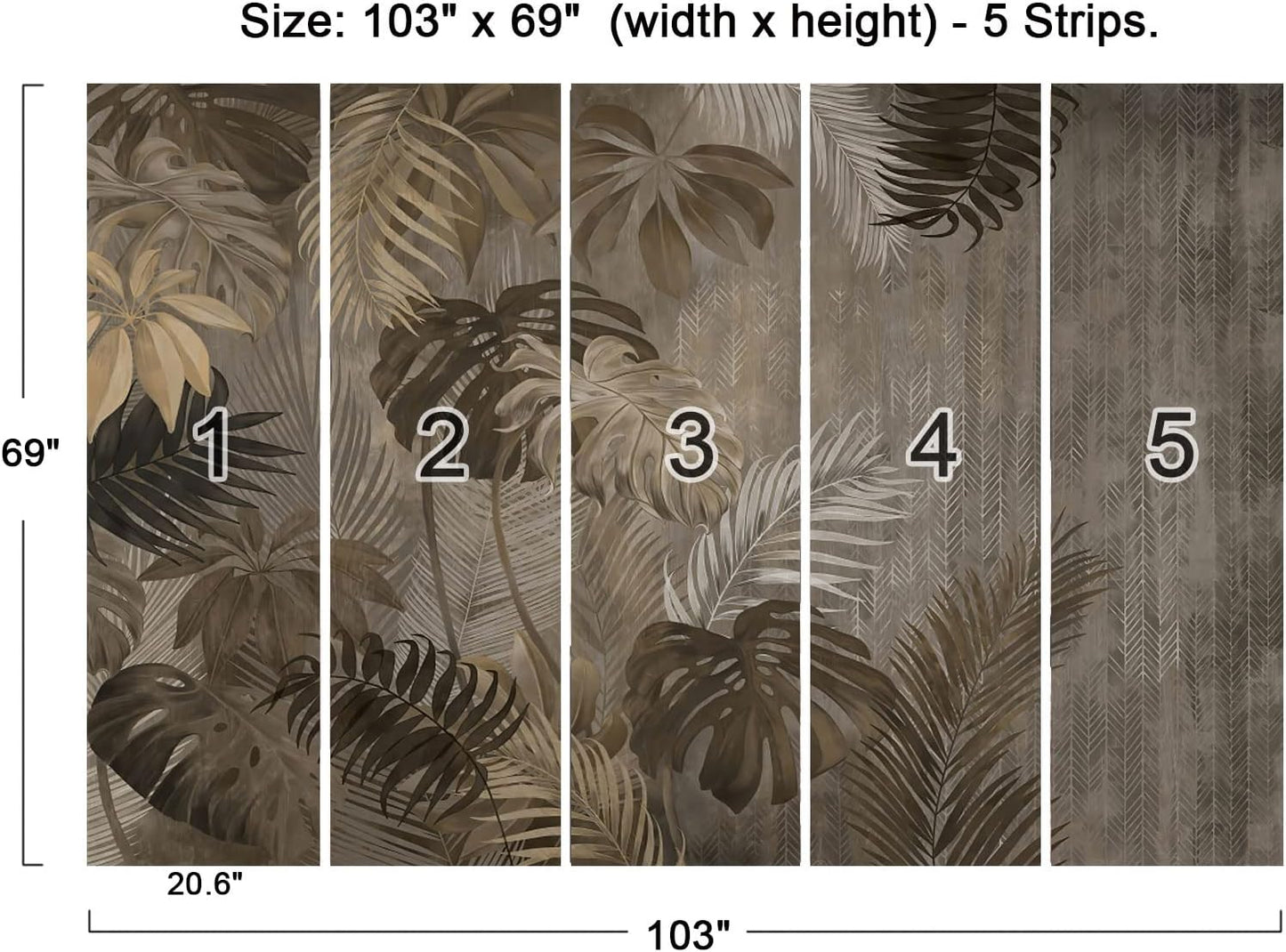 Cliouar-Turtle Backed Bamboo Plantain Leaf Plant Wall Mural Wallpaper for Bedroom Living Room 103" x 69" (Not Peel and Stick)