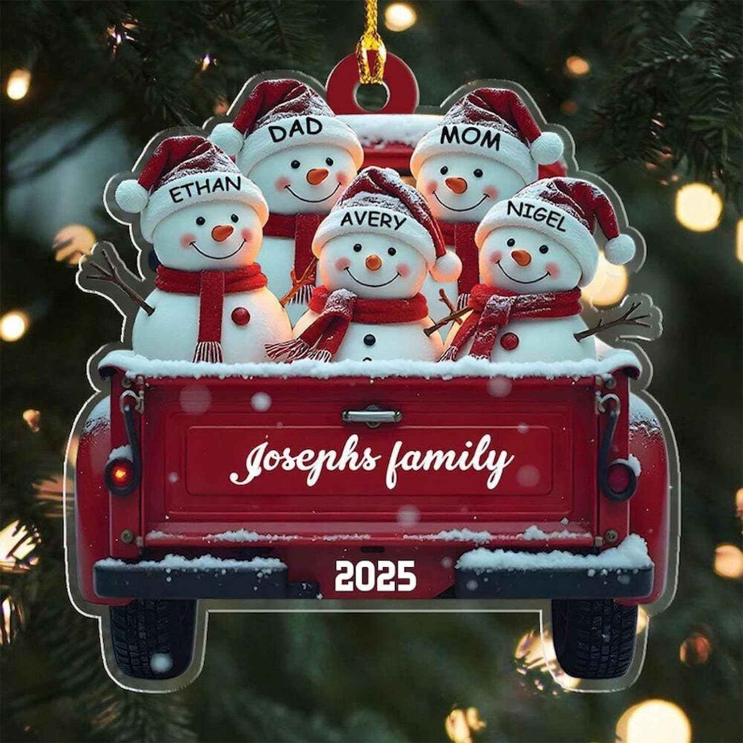 Personalized Christmas Ornaments 2025 Family of 2/3/4/5/6/7/8/9/10 Custom Snowman Ornament with Names and Year, for Family of 2/3/4/5/6/7/8/9/10 Members, Custom Ornament Xmas Gift Idea