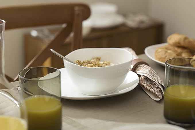 Lenox Dinnerware Set, Studio 1414 Curve 16-Piece Set, Service For 4, Bone China Material, Dishwasher & Microwave Safe, Home And Kitchen, Kitchen And Dining, Plates And Bowls Sets (White, 16 Pieces)
