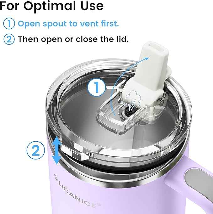 For Travel & Gym – Never Drink from a Moldy Lid Again: 40oz Hygienic Tumbler, 100% Leakproof Lid & Removable Foldable Spout. Reinforced Base, Fits Cup Holders - Lilac