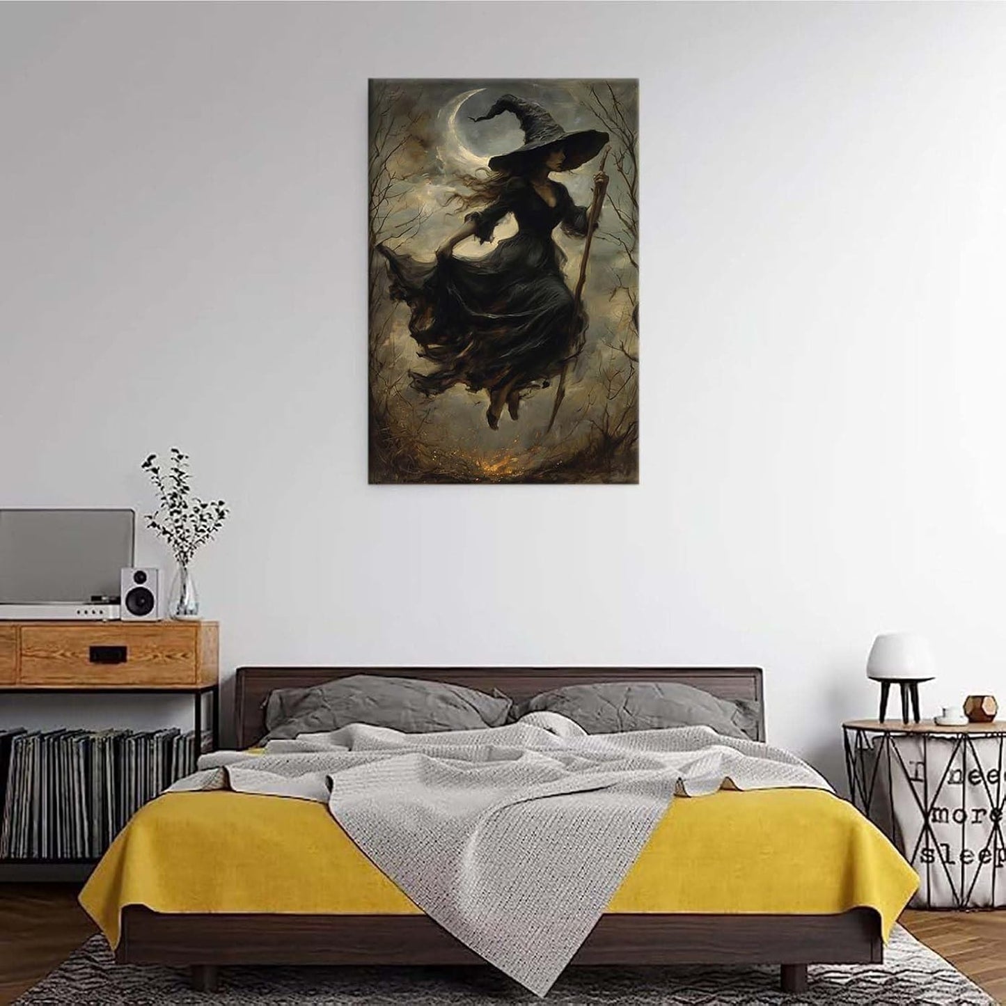 Witch in the Forest Halloween Print Wall Art Poster Witch Decor Vintage Print Dark College Wall Art Victorian Gothic Room Decor Canvas Wall Print24x36in Wood Framed