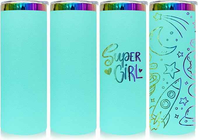 20 oz Skinny Tumblers Stainless Steel Tumbler with Lid and Straw Double Wall Vacuum Insulated Coffee Mug 20oz Powder Coated Cup for Hot and Cold Drinks(Mint Green,4 pack)