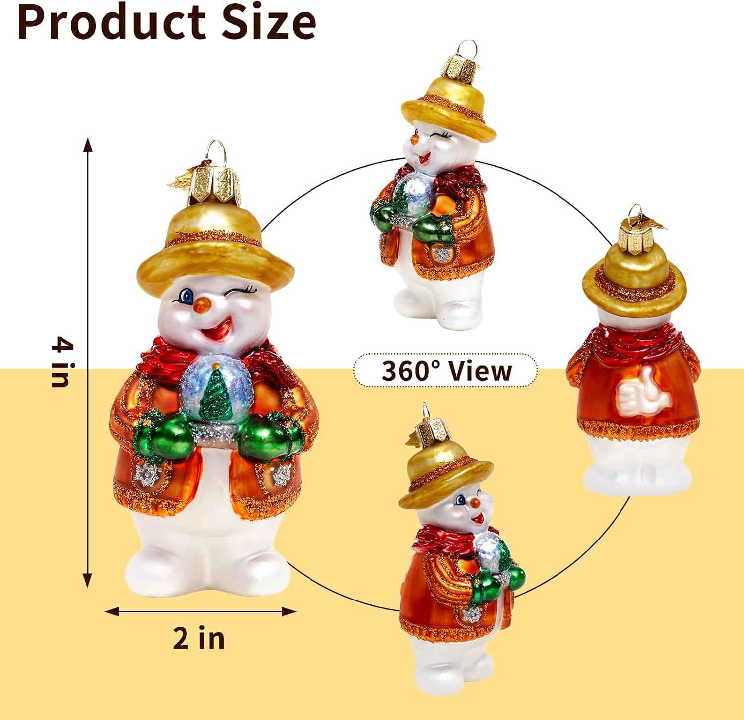 Christmas Tree Ornaments,Blown Glass Snowman Ornament,Snowman Collection Figurine Hanging Ornaments, Christmas Decorations for Xmas Tree Holiday Party Home Gifts