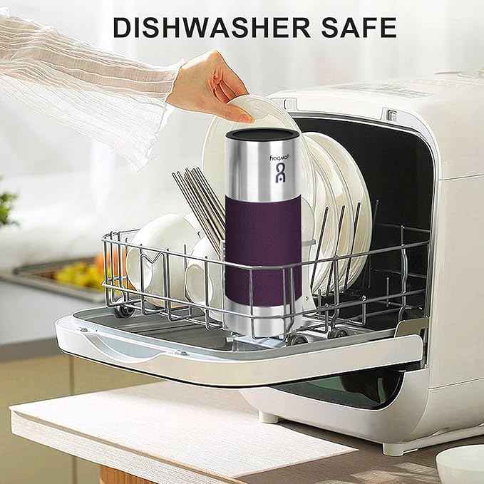 Travel Coffee Mug with 360°Lid, Travel Coffee Tumbler 16 oz Leak Proof, Stainless Steel Insulated Travel Mugs for Hot and Cold Spill Proof Leak Proof (Purple)
