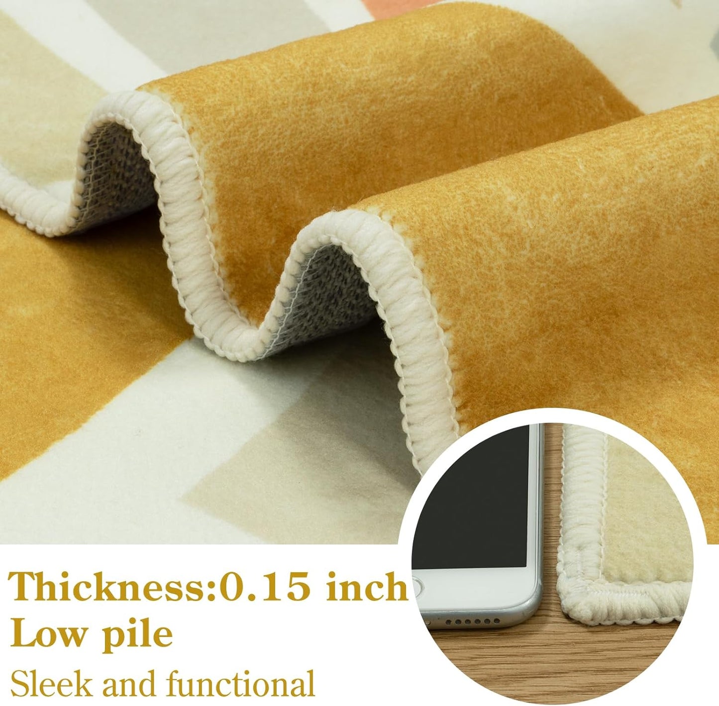 STARUIA Sun 8x10 Washable Area Rugs for Living Room, Non-Slip Backing Large Boho Rainbow Nursery kids Area Rug for Bedroom, Carpet Rug for Dining Guest Room Classroom Office Nursery Kids(Monet,8'x10')