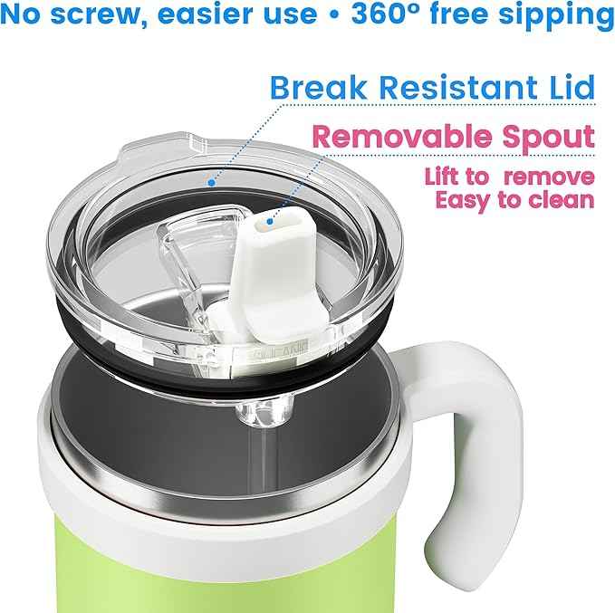 For Iced Coffee & Smoothies – Never Drink from a Moldy Lid Again: 20oz Hygienic Tumbler, 100% Leakproof Lid & Removable Foldable Spout. Reinforced Base, Fits Cup Holders - KeyLime