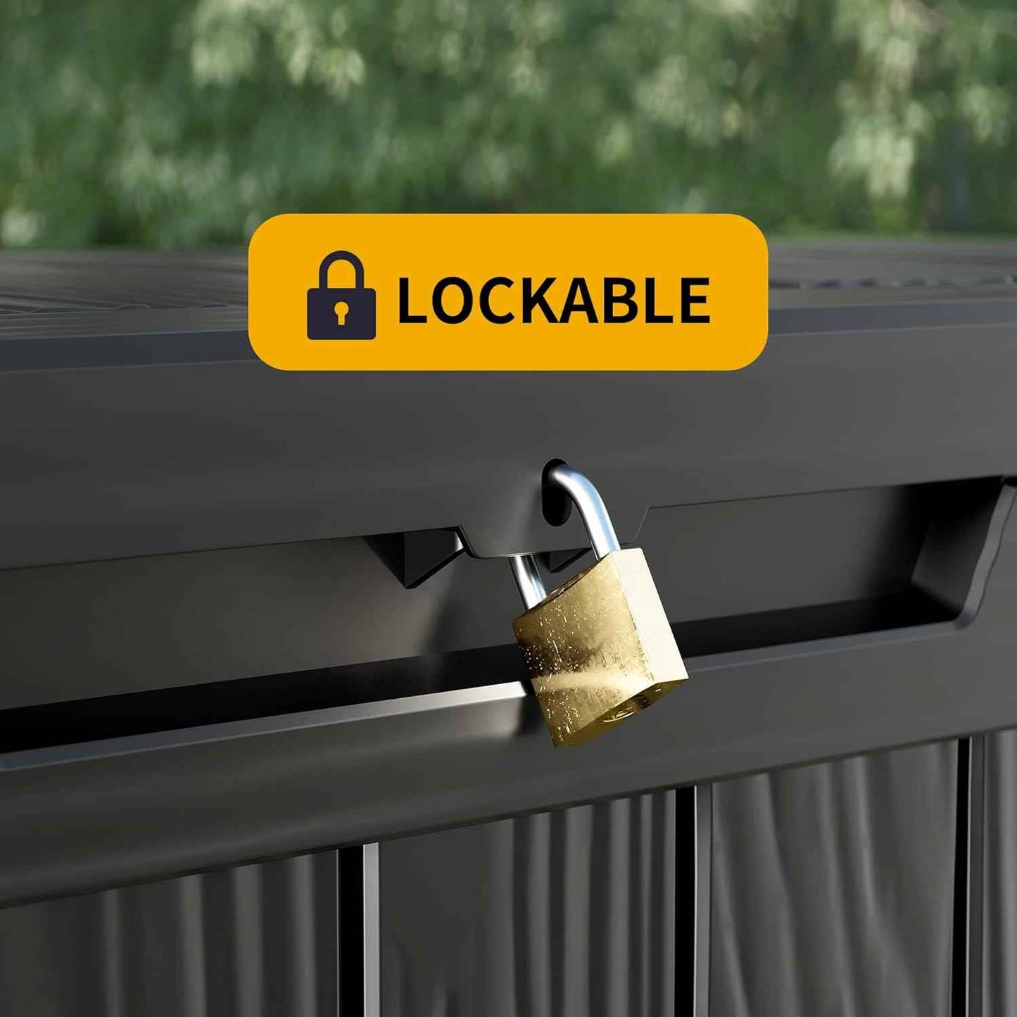 Outdoor Storage Box Waterproof, 200 Gallon Lockable Resin Large Deck Box, Patio Storage Bin for Pool Accessories Cushion Furniture, Garden Tools, UV-Resistant Outside Delivery, Black