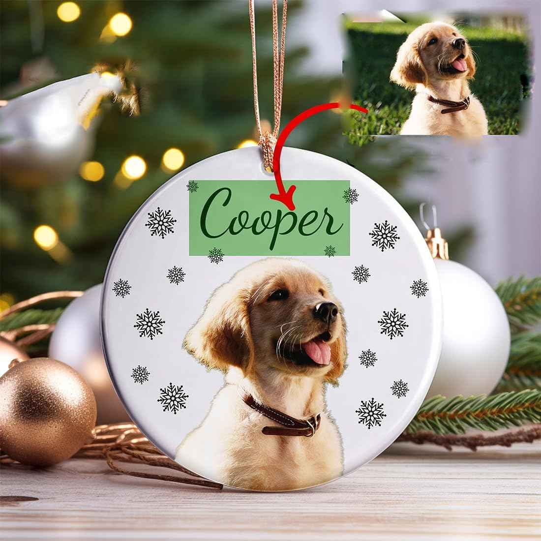 Personalized Dog Photo Ornament, Custom Pet Picture Ornament
