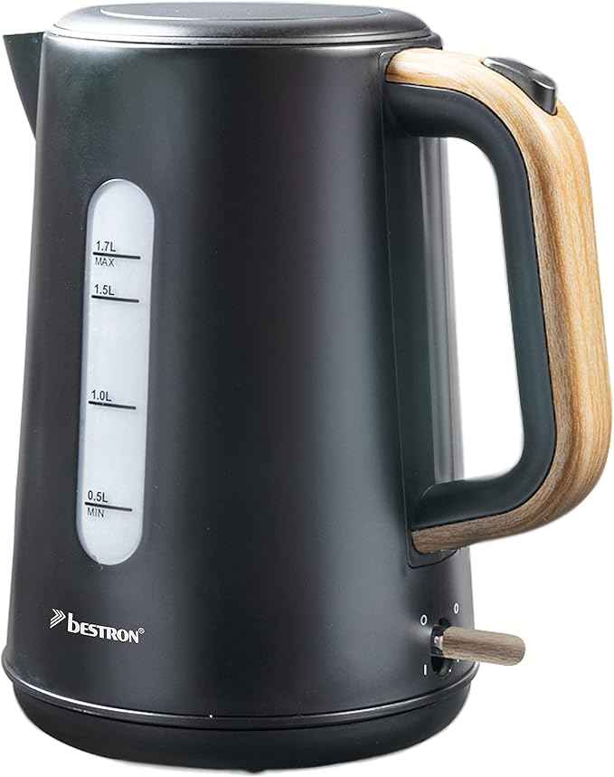 Bestron AWK2200BW Kettle, Black/Wood, 1.7 Litres