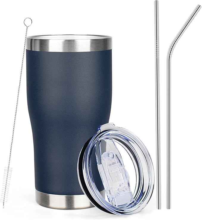 MEZMUT 20oz Coffee Tumbler with Lid and Straw Double Wall Vacuum Insulated Cup Stainless Steel Travel Mugs Insulated for Hot and Cold Leakproof Powder Coated Tumbler for Indoor and Outdoor