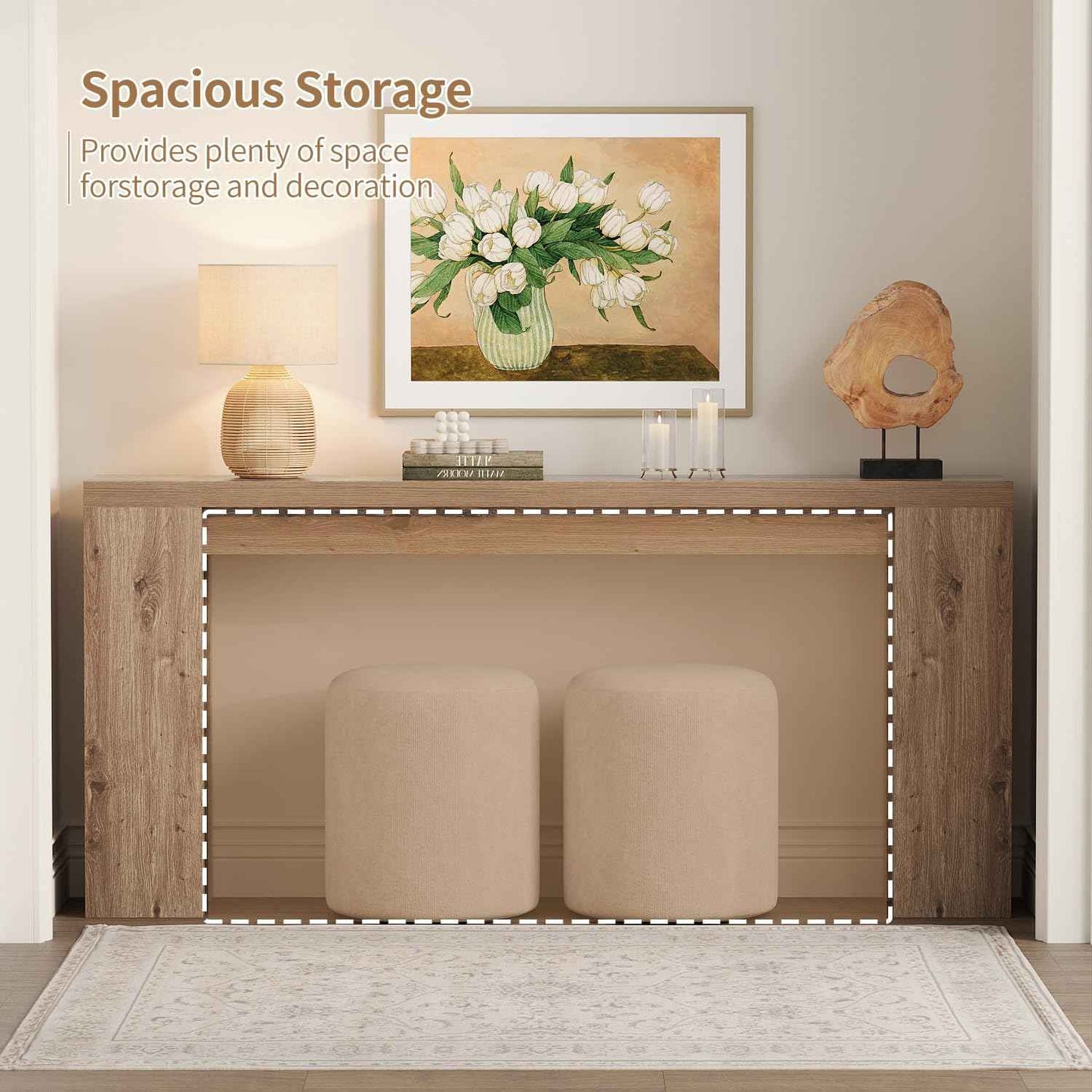 70.9 Inch Extra Long Console Table, Farmhouse Entryway Table with Thickened Base, Wood Sofa Table Behind Couch Table, Narrow Entryway Accent Table for Living Room, Hallway, Entrance, Foyer, Brown