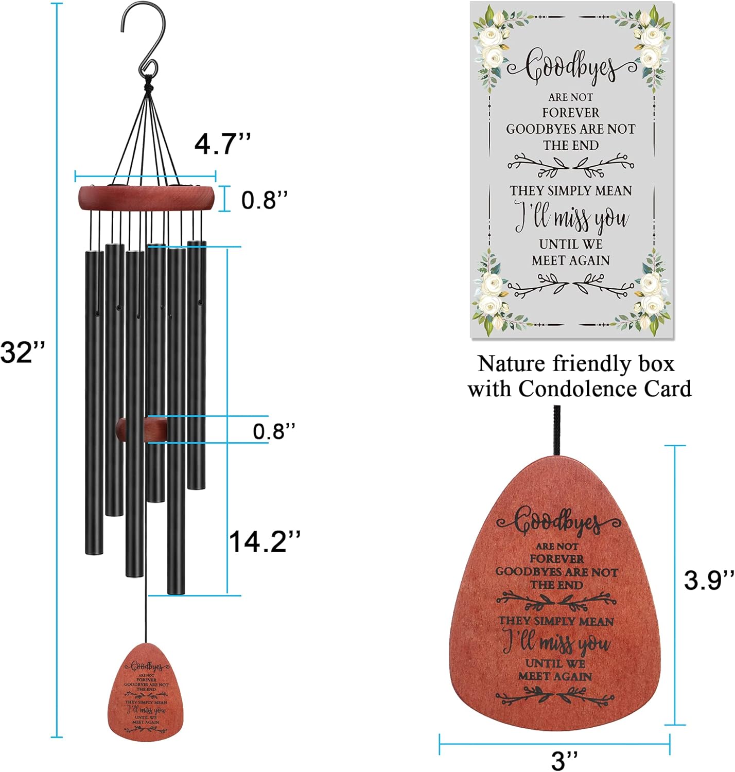 Memgift Memorial Wind Chimes - Sympathy Gift for Loss of Parent, Weather-Resistant Outdoor Keepsake for Patio in Memory of Loved One