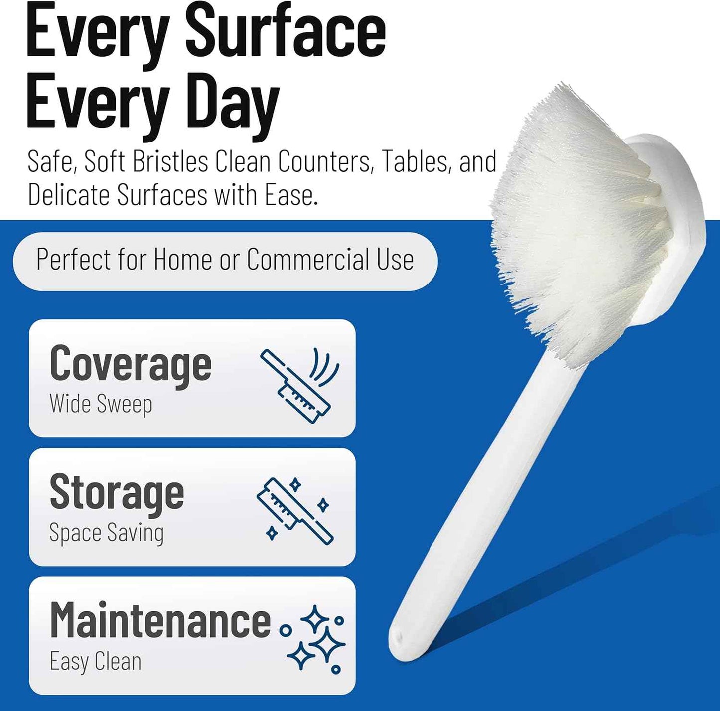 CFS 36620L00 Flo-Pac Plastic Handle Utility Scrub Brush, Nylon Bristles, 20" Length, 2" Bristle Trim, White, 1 Count