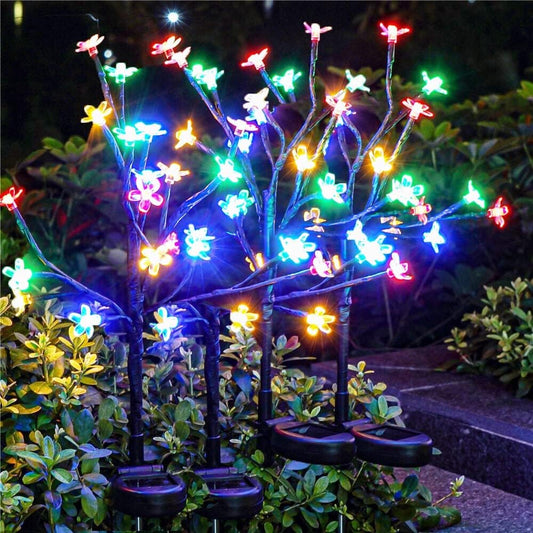 Solar Garden Lights Outdoor,Waterproof Solar Lights for Outside Decorative 4Pack, 80Led Flowers Garden Decor, Outdoor Lights for Yard Pathway,Lawn,Garden Decorations