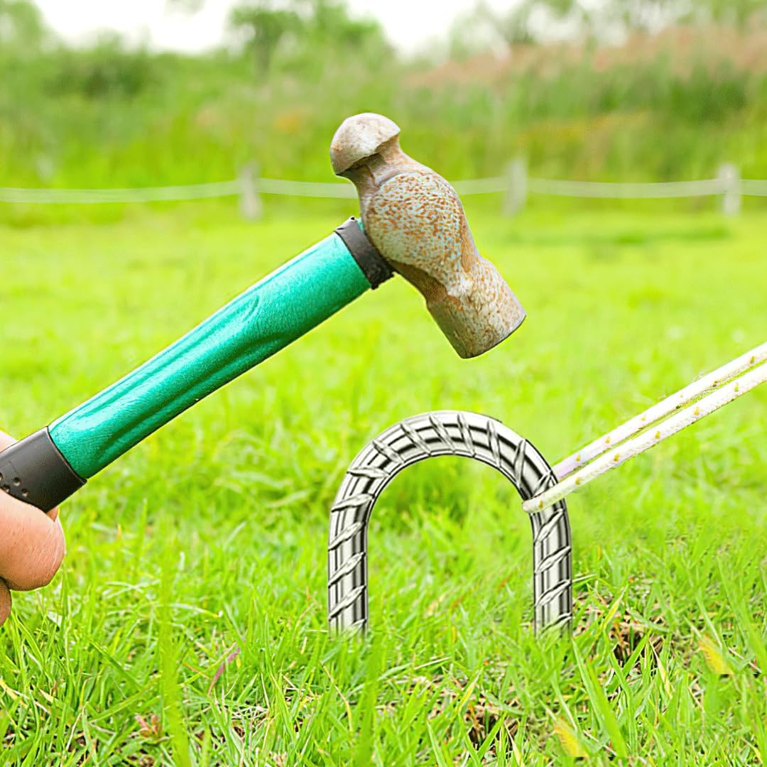 Rebar-Stakes-12-Inch, Ground Stakes Heavy Duty U-Hook Galvanized Anti-Rust Heavy Duty Ground Anchors for Garden Dog Fence Chicken Coop Christmas Decorations Deer Fence 12pcs