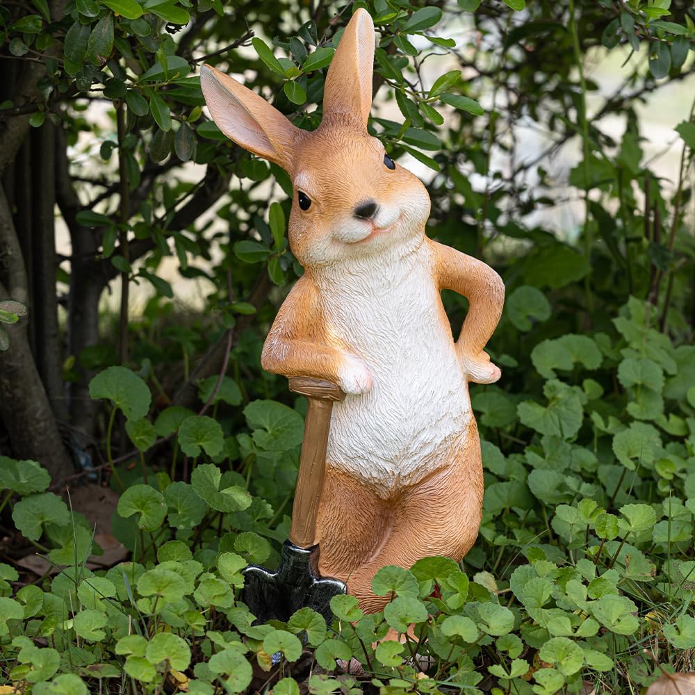 Bunny Garden Statue Outdoor Decor Resin Funny Rabbit Statue for Outdoor Patio Lawn Yard Art Decoration Christmas Housewarming Gift