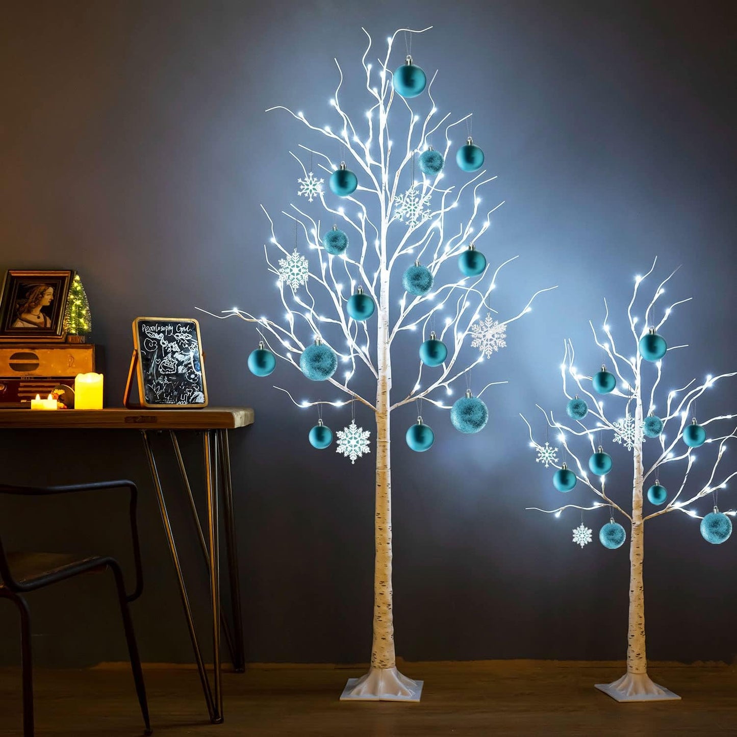 Lighted Birch Tree, Pack of 3, 4FT 6FT and 8FT Birch Tree Lights, 9Modes Timer for Indoor Outdoor Easter Tree Christmas Easter Decor Home Party Wedding Decor, Warm & Cool White