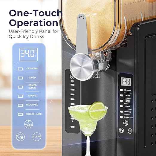 Slushie Machine, No Ice Needed Slushy Maker for Home, Real-Time Temp Display, Frozen Drink Maker with 6 Preset Programs for Ice Cream, Frappés, Milk Shake and More, Black, 1 Pack+3Modes
