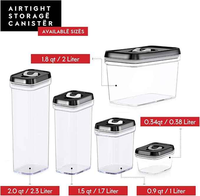 DWËLLZA KITCHEN Set of 6 Mini Airtight Food Storage Containers with Lids - Clear Plastic Small Pantry Containers for Spices, Candy, Nuts, Coffee or Tea, BPA-Free, Keeps Food Fresh & Dry