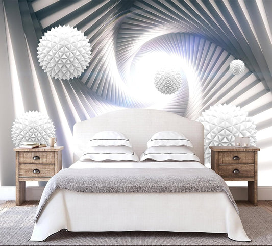 3D Space Tunnel Wallpaper Living Room Abstract Architecture Mural for Meditation Room (Not Peel and Stick)
