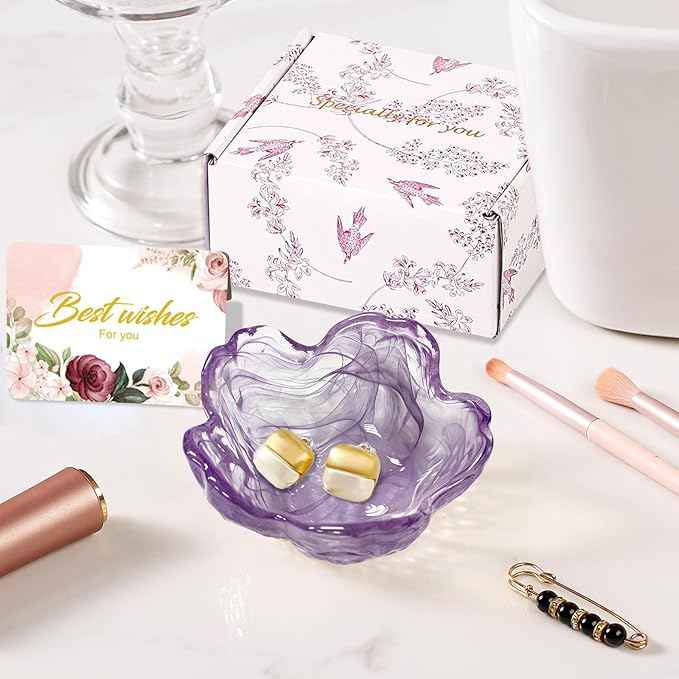 Flower Jewelry Dish Ring Holder Jewelry Tray Cute Vanity Organizer Room Decor Aesthetic Nightstand Bathroom Bedroom Decor Trinket Dish Small Valentine's Friendship Christmas Birthday Gifts for Women