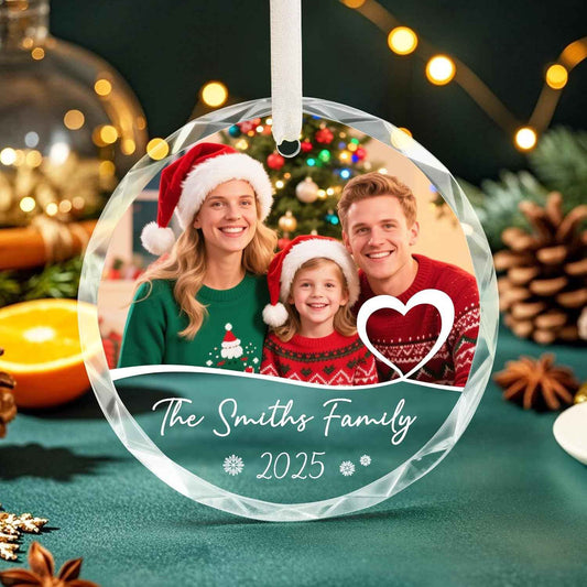 Personalized Family Christmas Ornaments 2025, Acrylic Custom Photo Text Ornament for Xmas Tree Decorations, Customized Wedding Gift for Family, Couples, Mom, Dad, Him, Her