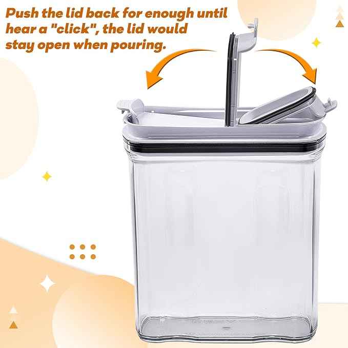 Cereal Containers Storage Set, Airtight Food Storage Container with Lid 4L/135.2oz, 2PCS BPA-FREE Plastic Pantry Organization Canisters for Rice Cereal Flour Sugar Dry Food in Kitchen