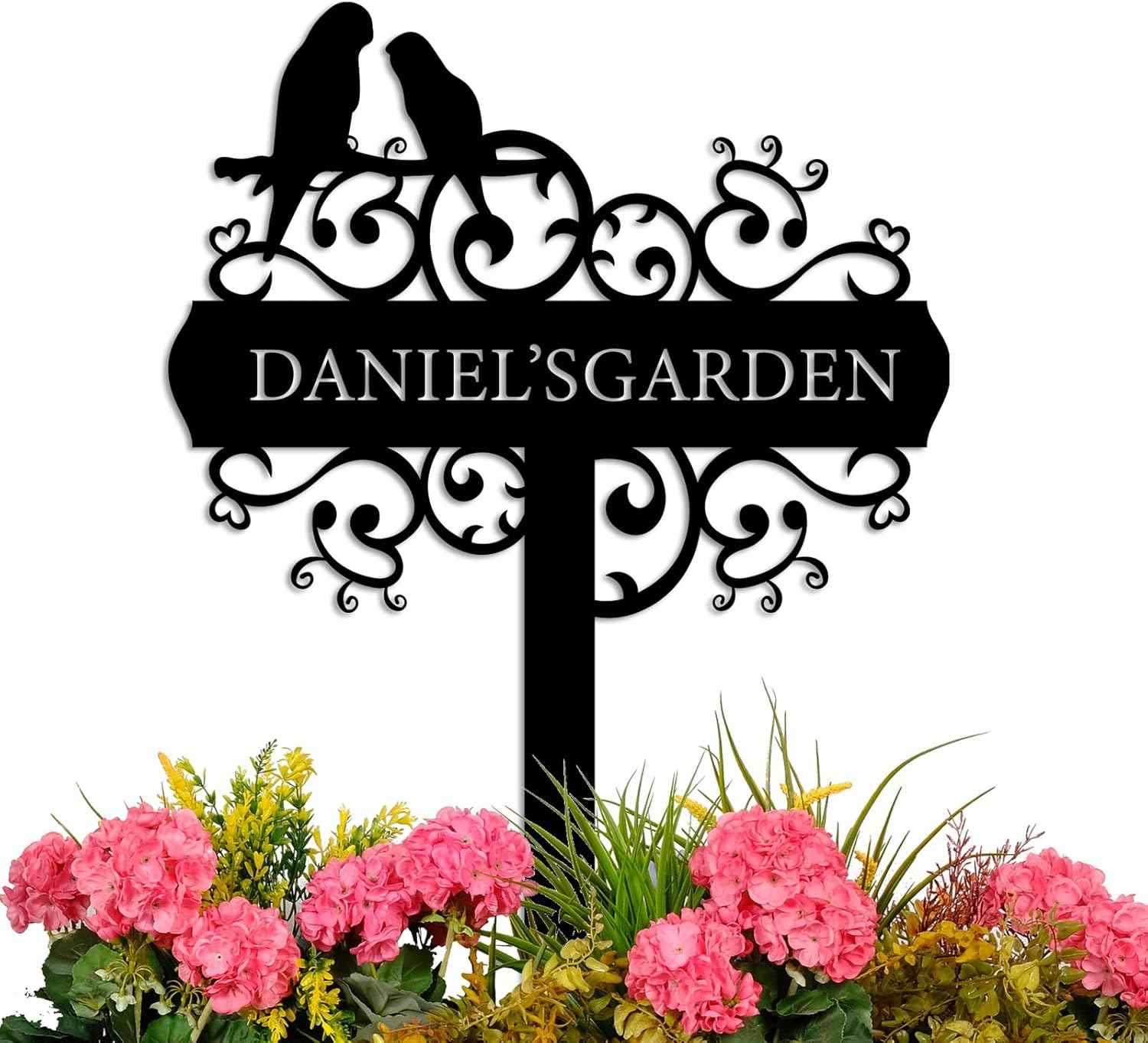 Custom 12" Metal Garden Sign, Personalized Garden Stake Metal Bird Sign, Personalized Gardener Name Sign, Outdoor Garden Yard Decor, Decor Gifts for Lawn Yard Garden Balcony Farm