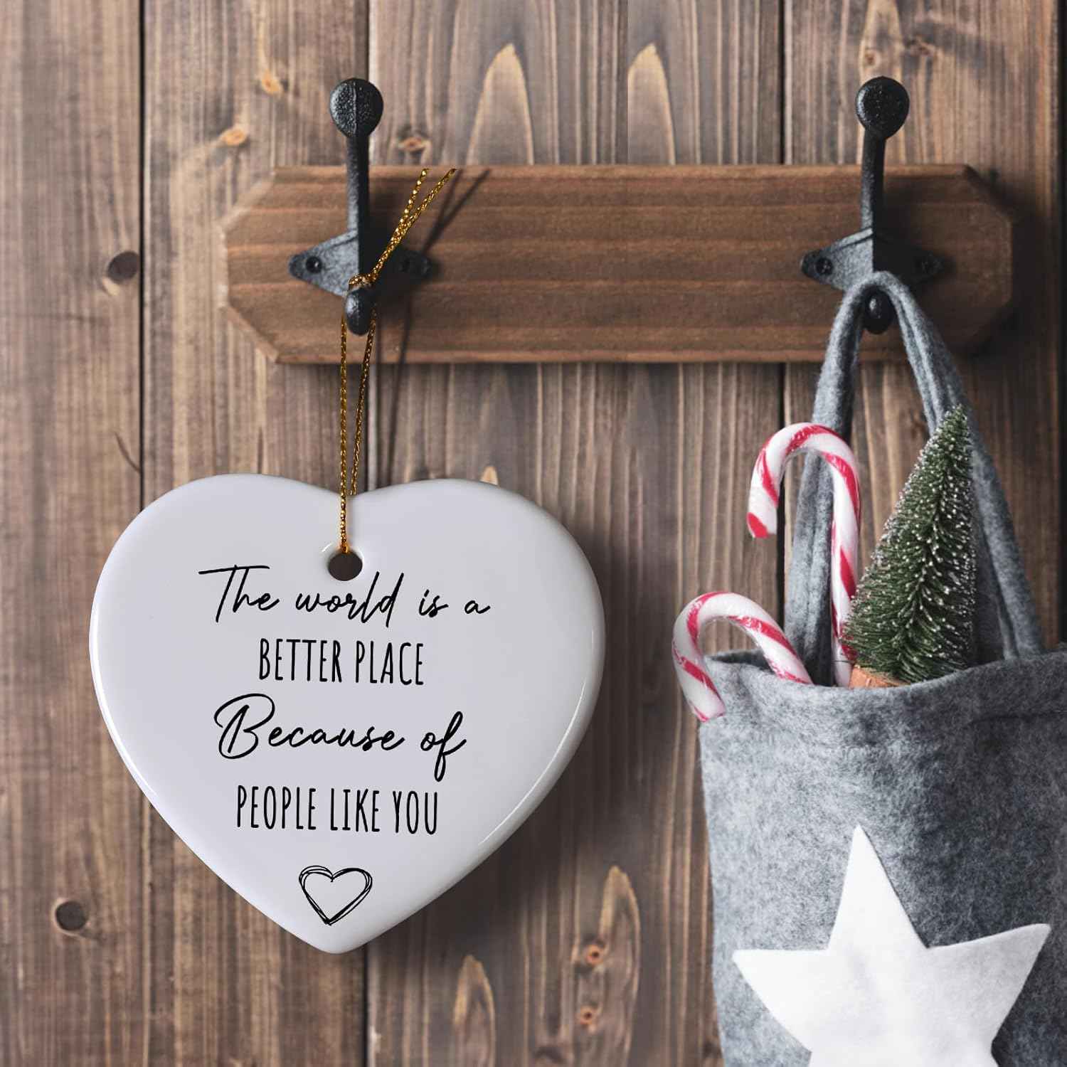 Jocidea Thank You Gift - The World is a Better Place - Ceramic Heart Quote Gift
