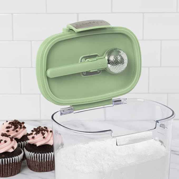 ProKeeper+ Airtight Food Storage Container Set – Clear Plastic Flour and Sugar Canister Set with Magnetic Accessories for Kitchen Organization (Pistachio, 9-Piece)
