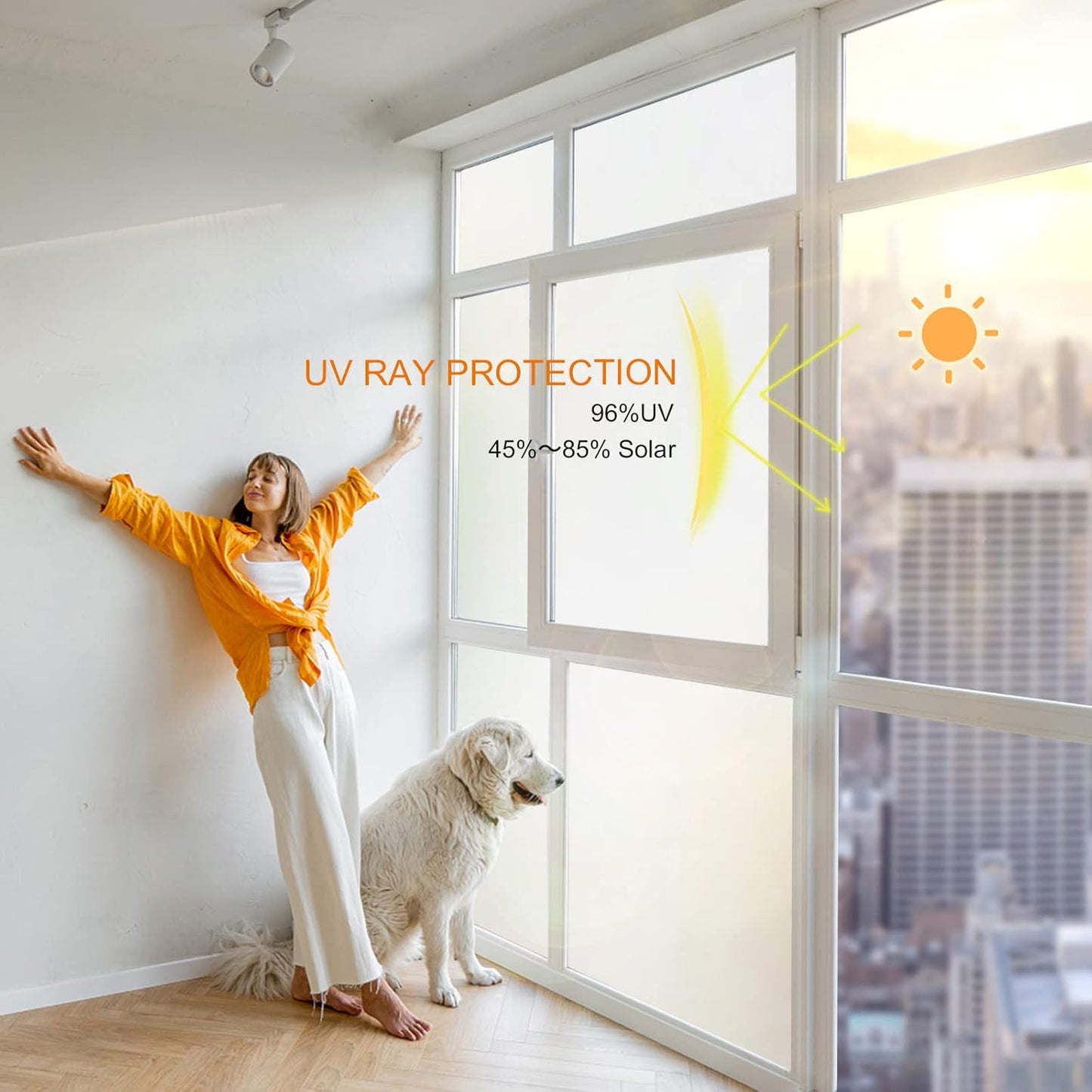 White Frosted Glass Window Film 17.5in X 9.84ft, Shackcom Security Tempered Glass Film Adhesive Anti-Shatter Privacy Window Film for Home, Office and Car (White Frosted)