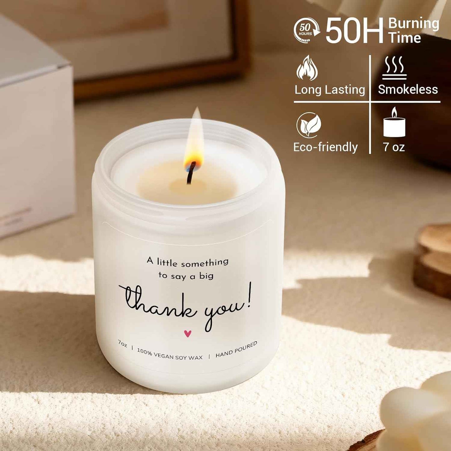 Thank You Gifts for Women, Men - Appreciation Gifts for Women, Thank You Candle, Hostess, Birthday Gift, Teacher, Coworkers, Friend, Nurse, Boss - Lavender Scented Candle