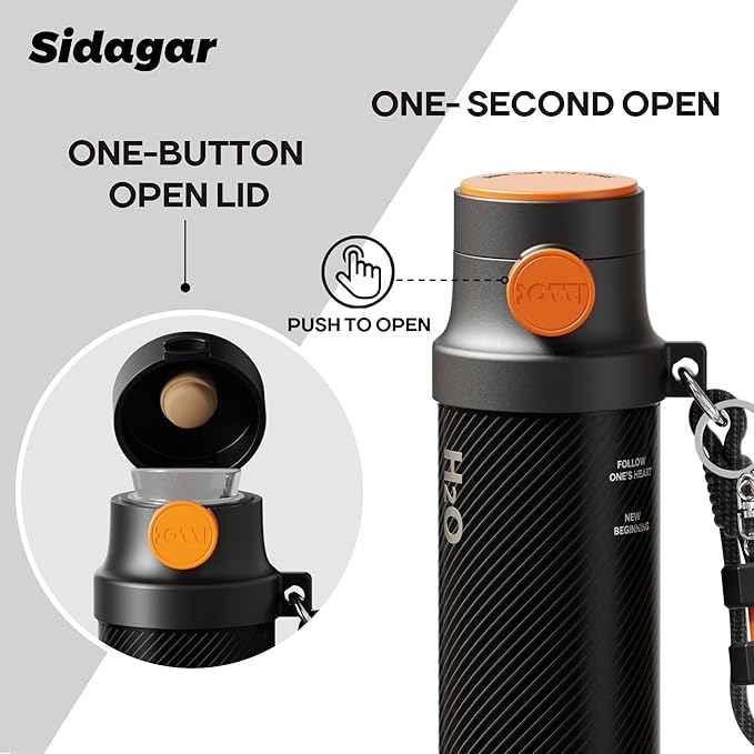 18 oz Insulated Water Bottle, Stainless Steel Travel Mug with Lid, Double Wall Vacuum Sports Water Bottle, BPA Free, Leak-Proof, Fits in Car Cup Holder, Great for Men Kid School, Black