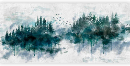 artgeist Wall Mural Forest 216x98 in - XXL Non-Woven Corner Wallpaper Fleece Angle Wall Decor Photo Print Picture Image Design Modern Landscape Nature Tree Aquarella c-A-10022-a-a