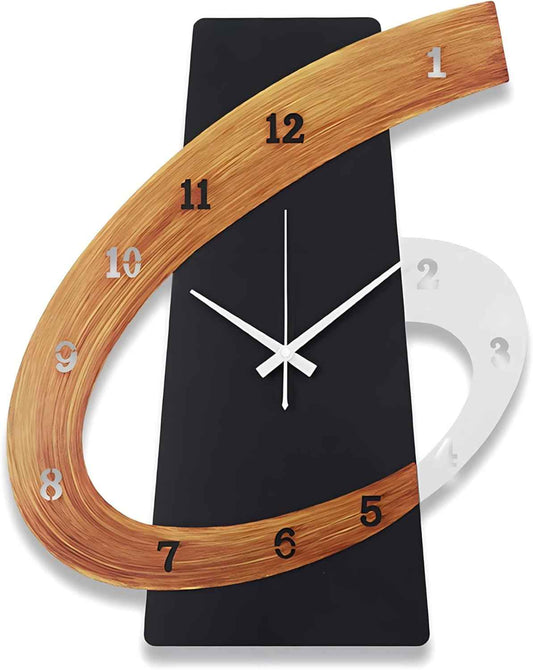 Modern Large Decorative Wall Clock，20 inch Black Silent Non-Ticking Nordic Metal Wall Clocks for Living Room Home Kitchen Bedroom Cafes Office Staircase，Arabic Numerals Quartz Clock((40x50cm)