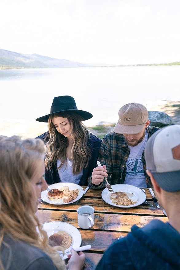 Stansport Deluxe 24-Piece Enamel Tableware Set - Enamel Plates and Bowls Lightweight and Durable Camp Dish Set for Camping and Backpacking Plates and Bowls for 4 People
