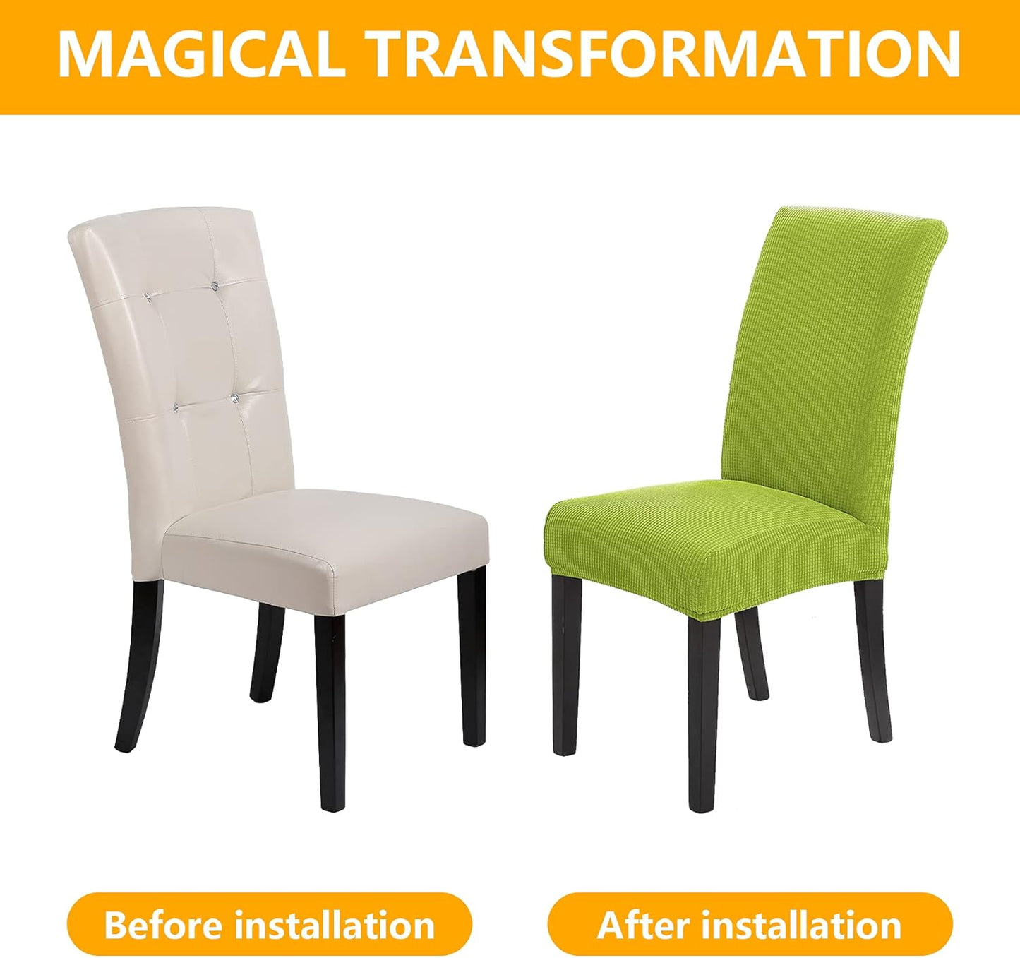 Howhic Chair Covers for Dining Room Set of 2, Stretchy Dining Chair Covers, Textured Jacquard Kitchen Chair Slipcovers, Classy Decor for Home and Banquet (Apple Green, 2 Pack)