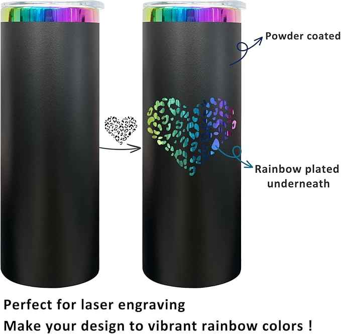 20 oz Skinny Tumblers Stainless Steel Tumbler with Lid and Straw Double Wall Vacuum Insulated Coffee Mug 20oz Powder Coated Cup for Hot and Cold Drinks(Black,1 pack)