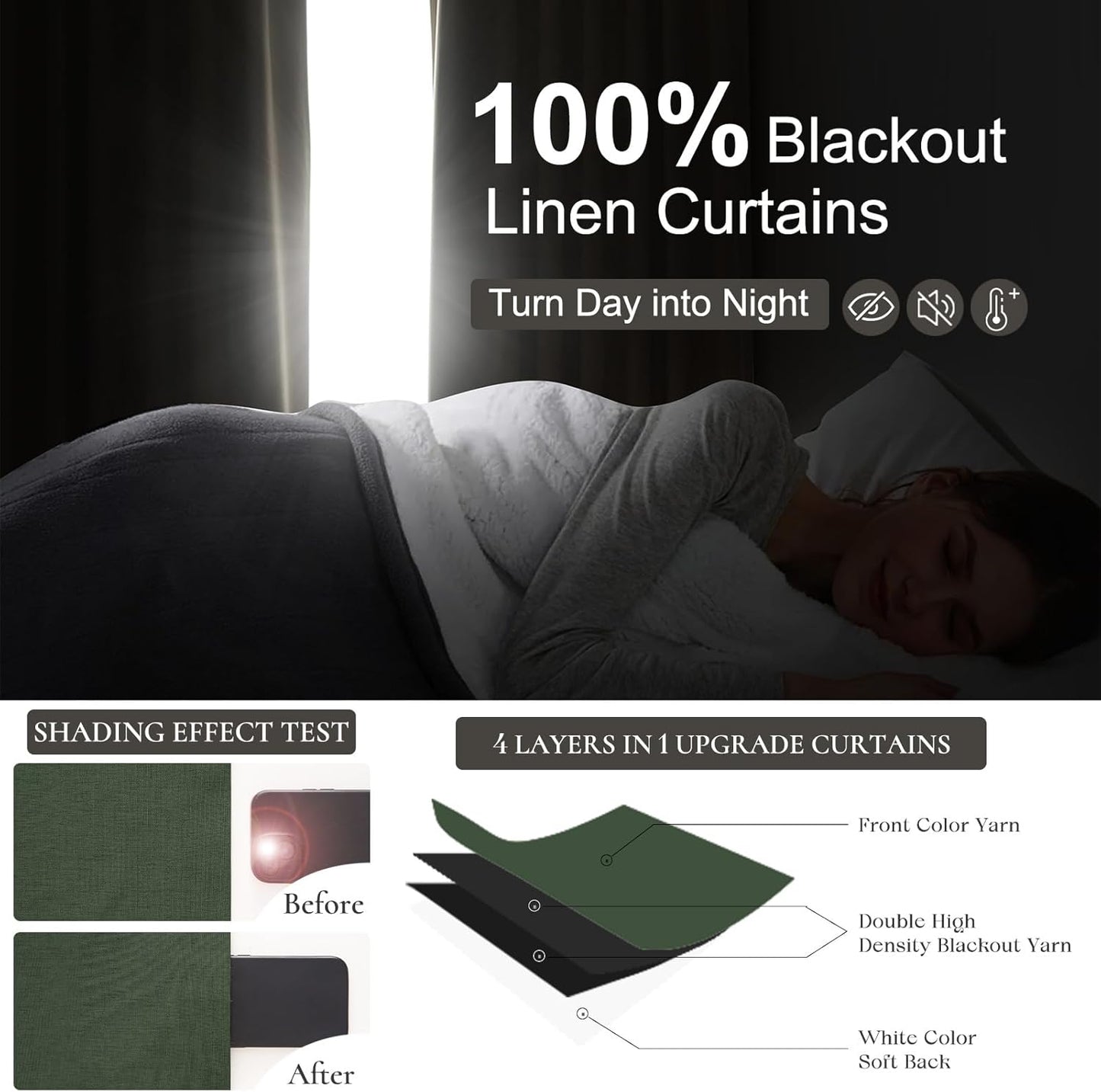 Dark Olive Green Bedroom Curtains 92 Inch Length 2 Panels Set Burg,Pinch Pleated Decorative Blackout Drapes Thermal Insulating Window Full Light Blocking Linen Blend Sunroom Pine (40"Wx92"Lx2 Loden)