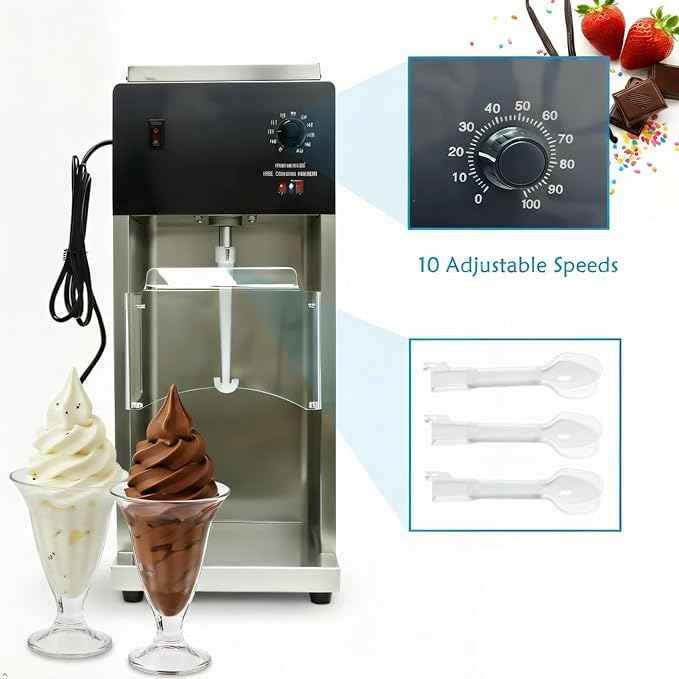 Ice Cream Blender Maker, 110V Soft Serve Machine with 3 Cups,Plastic Spoon,3600r/min Swirl for Yogurt & Shakes, Auto Blender Mixer Machine