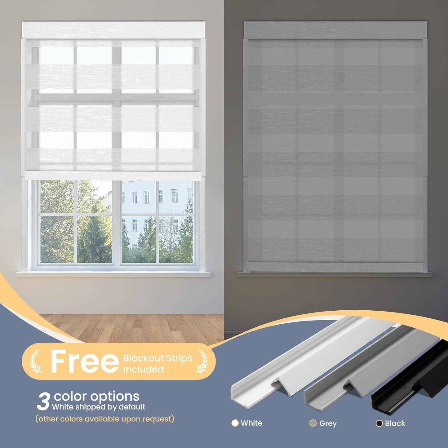 Boolegon Motorized Zebra Blinds with Remote, 65% Filtering Smart Zebra Shades, Automatic Privacy Zebra Roller Shades for Day and Night, Easy to Install Blinds, Cloud Sheer White, Custom Sizes