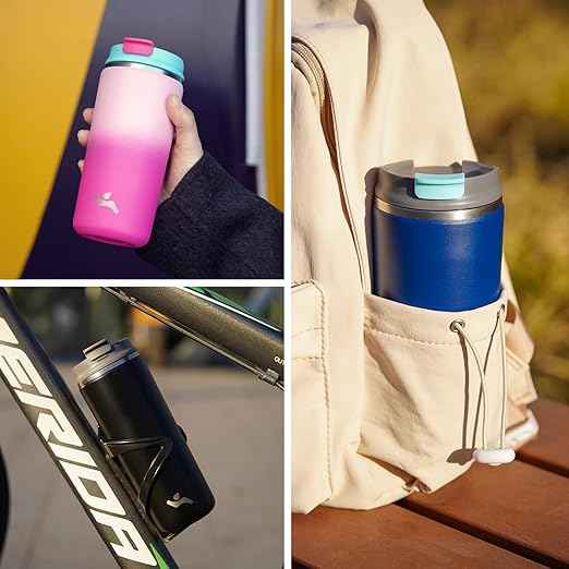 Konokyo Tumbler with Lid, 16 oz Travel Coffee Mug Double Wall Vacuum Stainless Steel Thermal Metal Cup Insulated Water Bottle,Dark Green