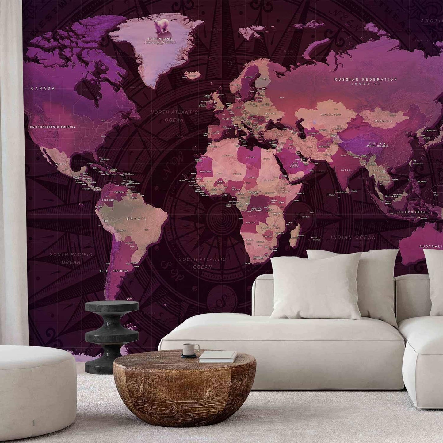 artgeist Premium Wall Mural World Map 118x83 in - XXL Non-Woven Wallpaper Fleece Wall Decor Photo Print Picture Image Design Home Map of The World k-A-0273-a-a